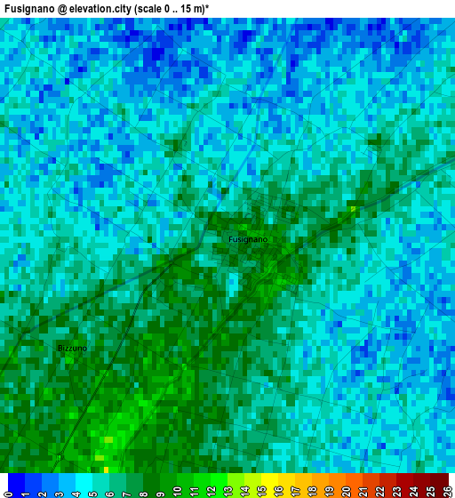 Fusignano elevation map