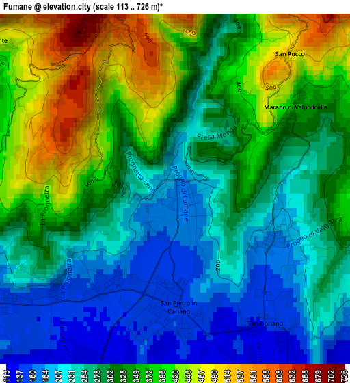 Fumane elevation map