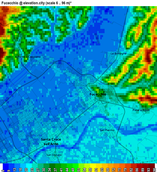 Fucecchio elevation map