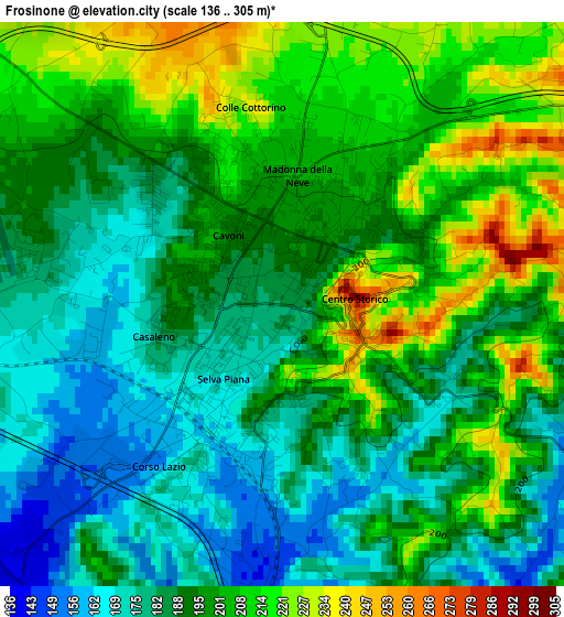 Frosinone elevation map