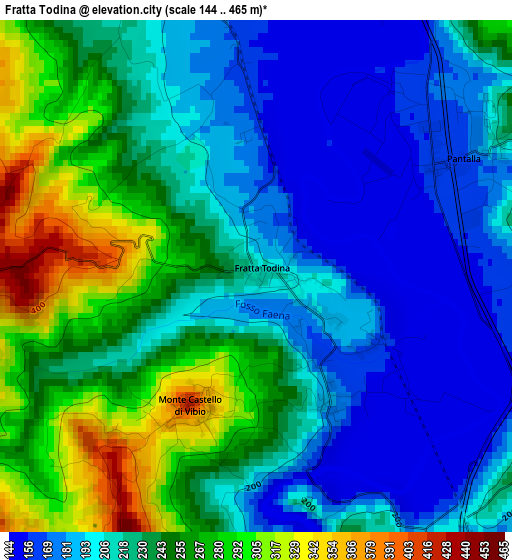 Fratta Todina elevation map