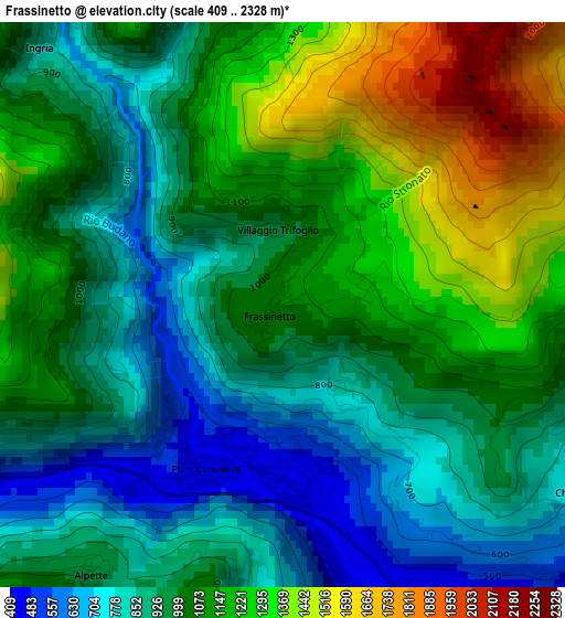 Frassinetto elevation map