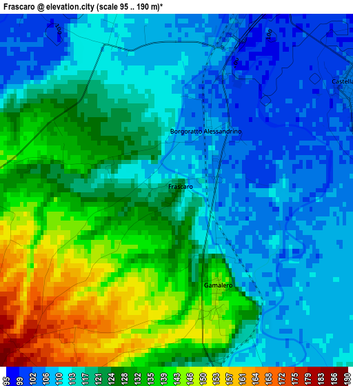 Frascaro elevation map