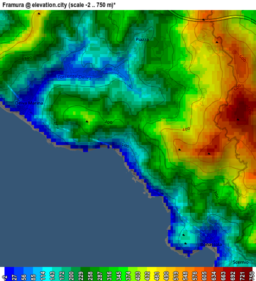 Framura elevation map