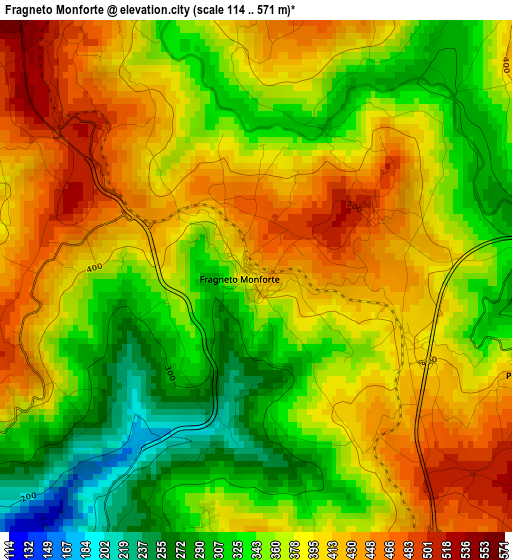 Fragneto Monforte elevation map