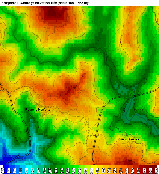 Fragneto L'Abate elevation map