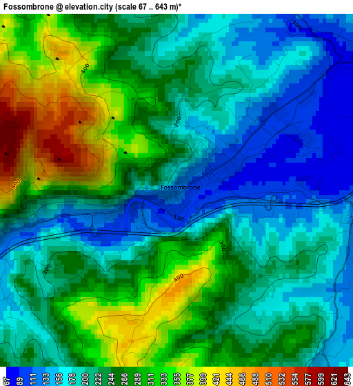 Fossombrone elevation map