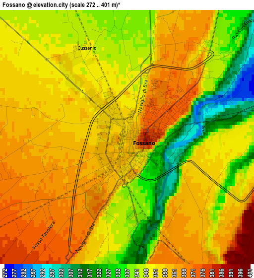 Fossano elevation map