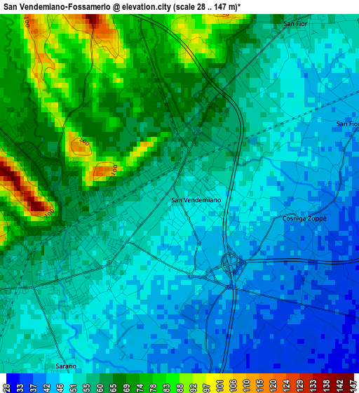 San Vendemiano-Fossamerlo elevation map