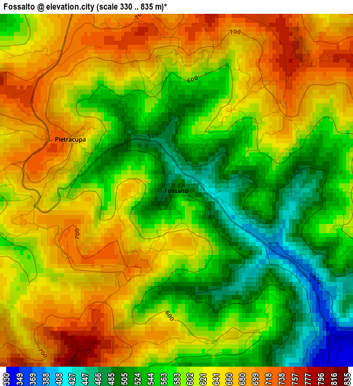 Fossalto elevation map