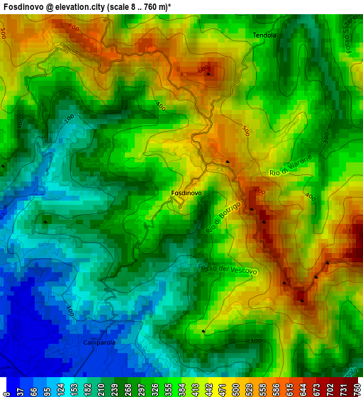 Fosdinovo elevation map