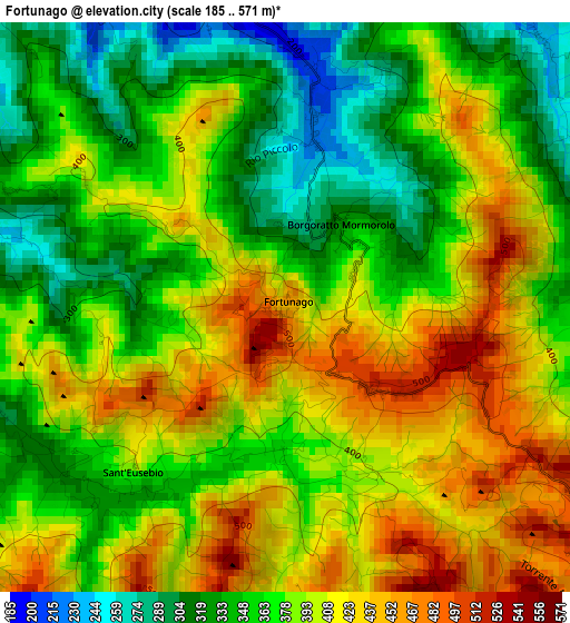 Fortunago elevation map