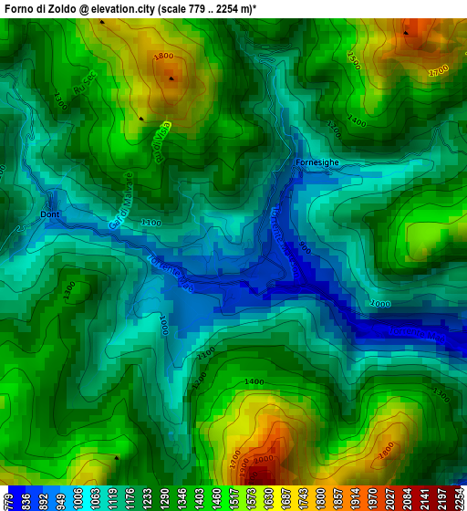 Forno di Zoldo elevation map