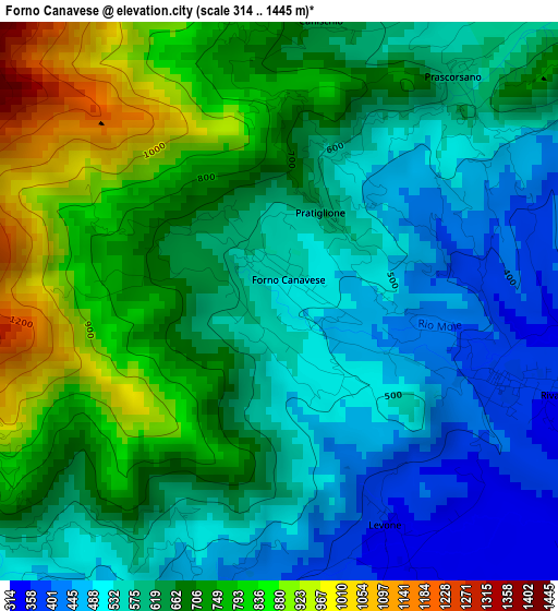 Forno Canavese elevation map