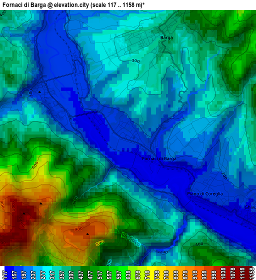 Fornaci di Barga elevation map