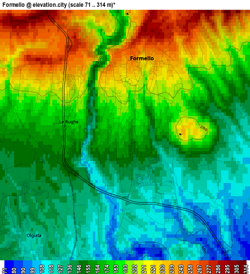 Formello elevation map