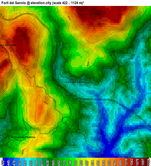 Forlì del Sannio elevation map