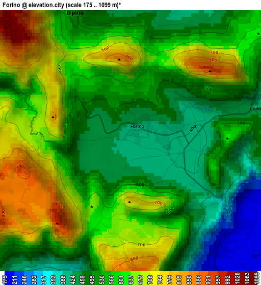 Forino elevation map