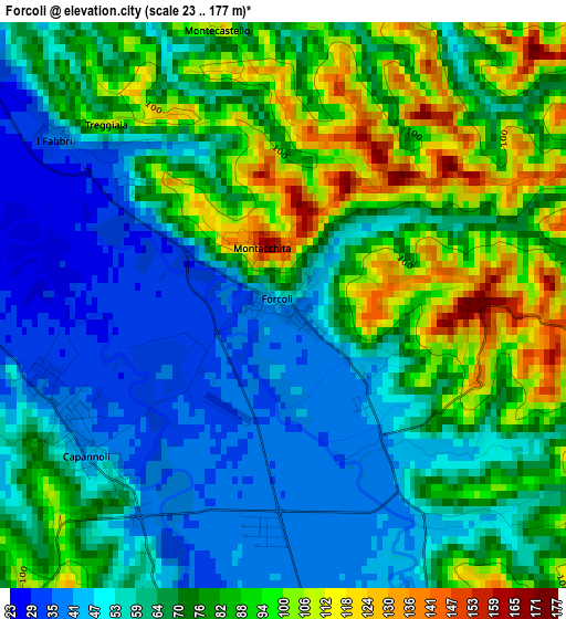 Forcoli elevation map