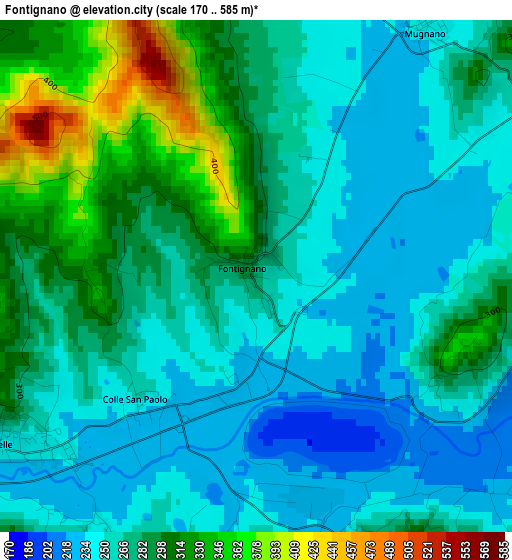 Fontignano elevation map