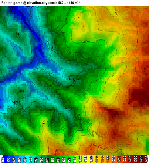 Fontanigorda elevation map