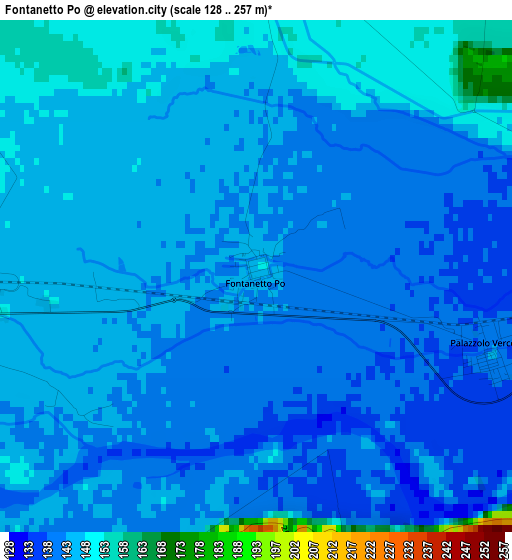 Fontanetto Po elevation map