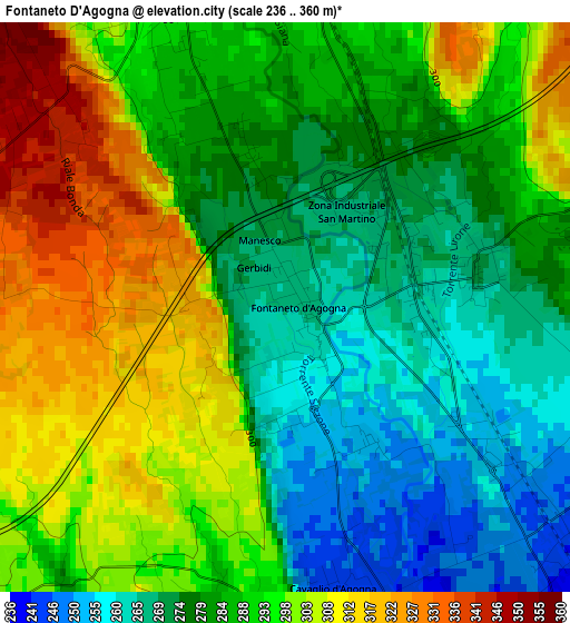 Fontaneto D'Agogna elevation map