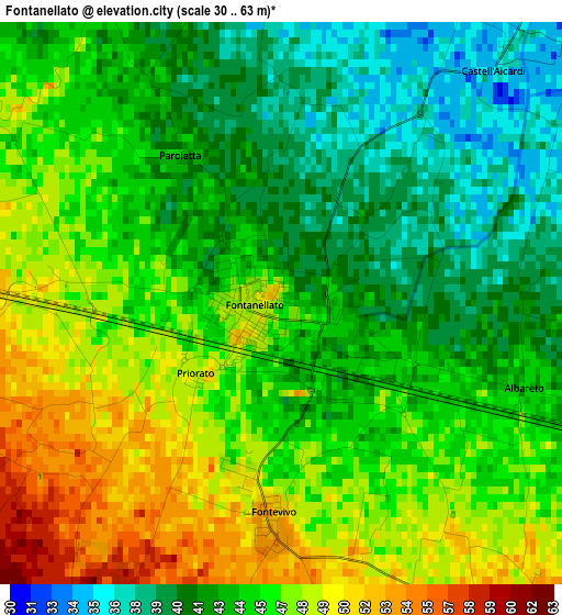 Fontanellato elevation map