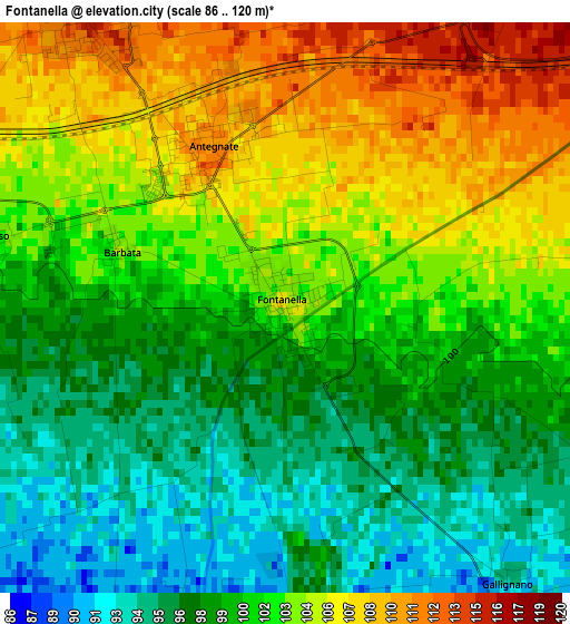 Fontanella elevation map