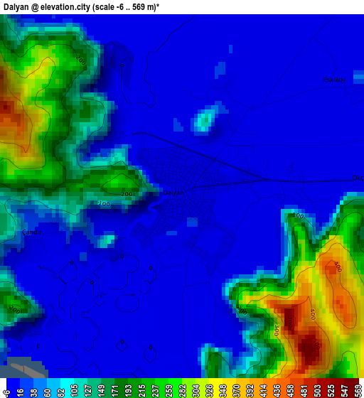 Dalyan elevation map