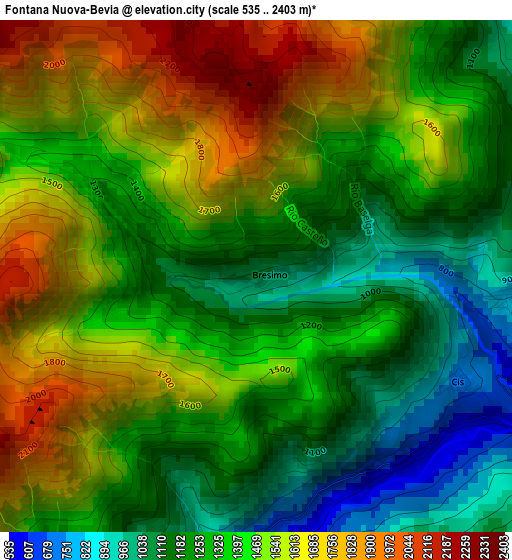 Fontana Nuova-Bevia elevation map