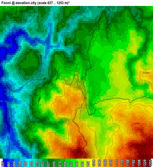 Fonni elevation map