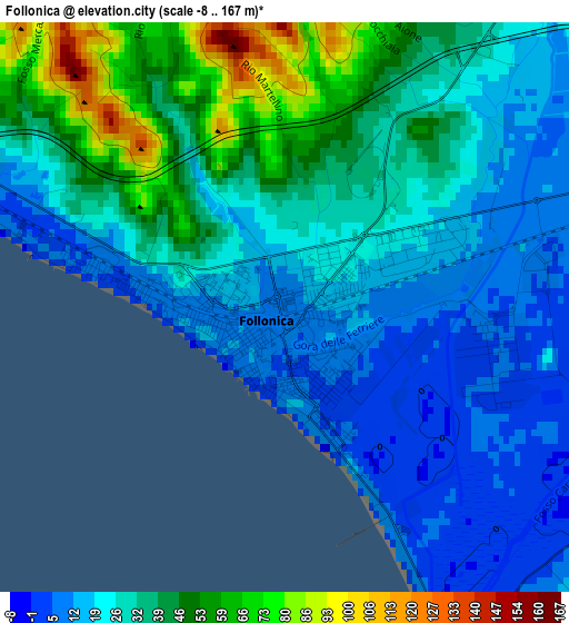 Follonica elevation map