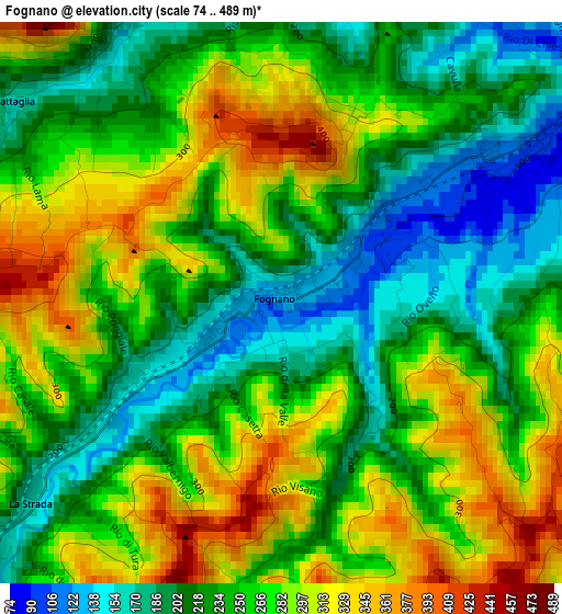 Fognano elevation map