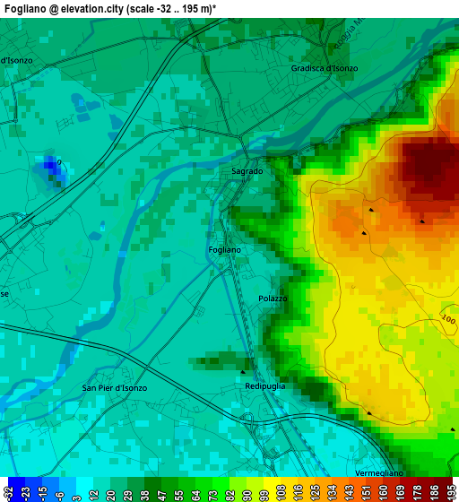 Fogliano elevation map