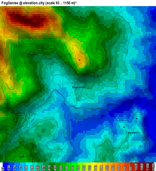 Foglianise elevation map