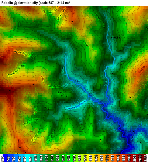 Fobello elevation map