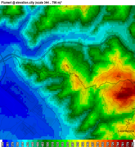 Flumeri elevation map