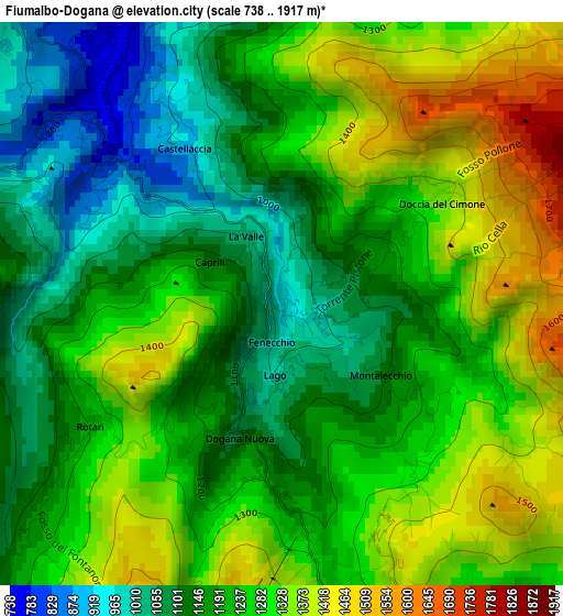 Fiumalbo-Dogana elevation map