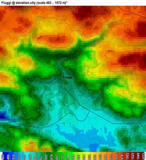 Fiuggi elevation map