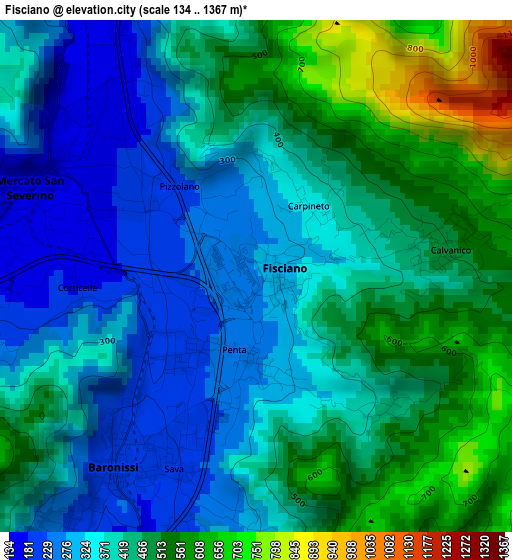 Fisciano elevation map