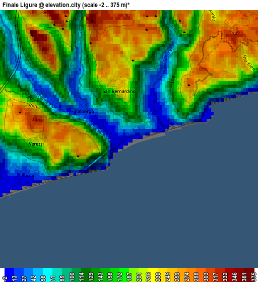 Finale Ligure elevation map