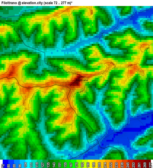 Filottrano elevation map