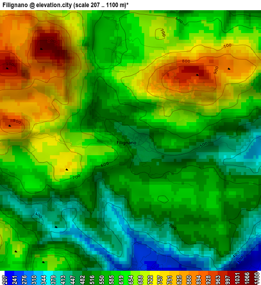 Filignano elevation map