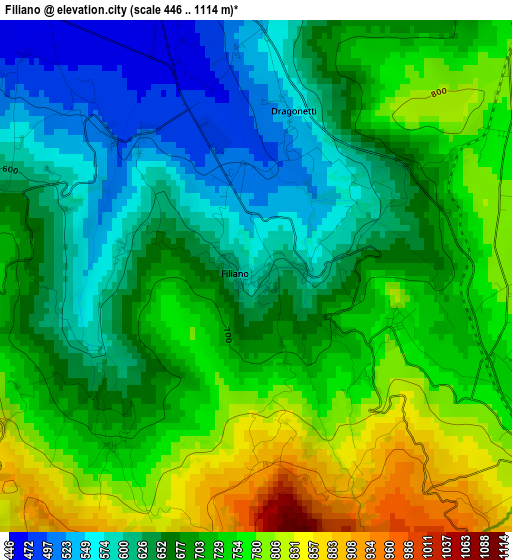 Filiano elevation map