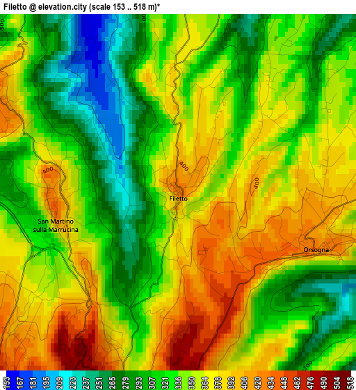 Filetto elevation map