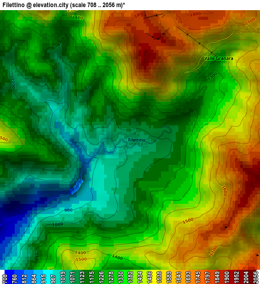 Filettino elevation map