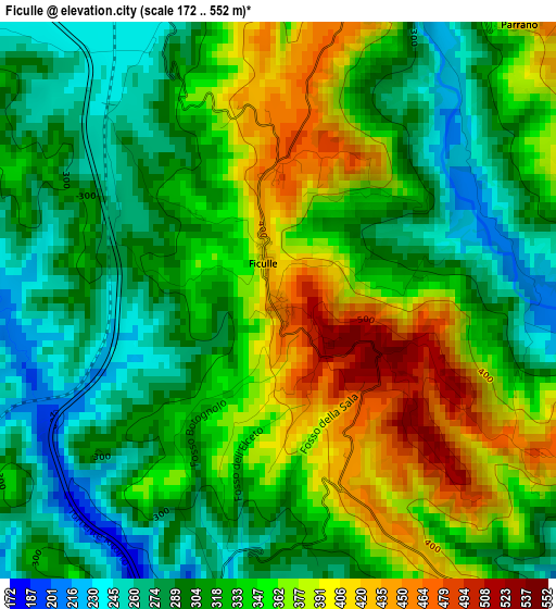 Ficulle elevation map