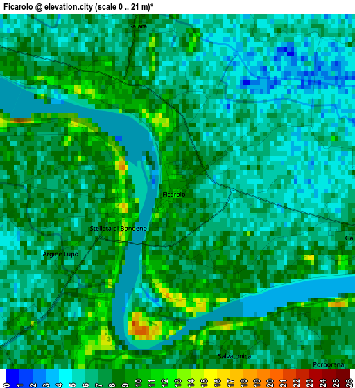 Ficarolo elevation map