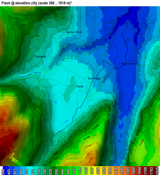 Fiavè elevation map